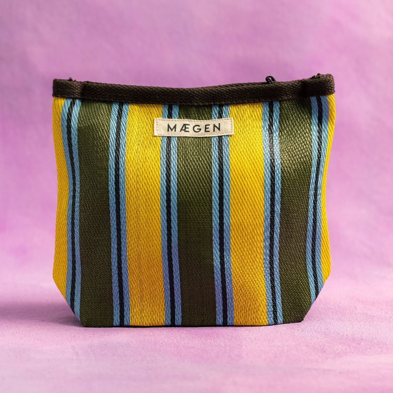 Kulturtasche Schokolade/Gelb/Olive