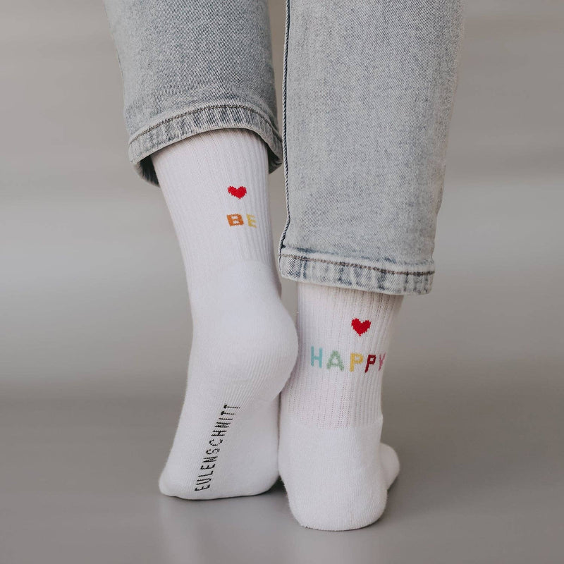 Socken weiß Be Happy