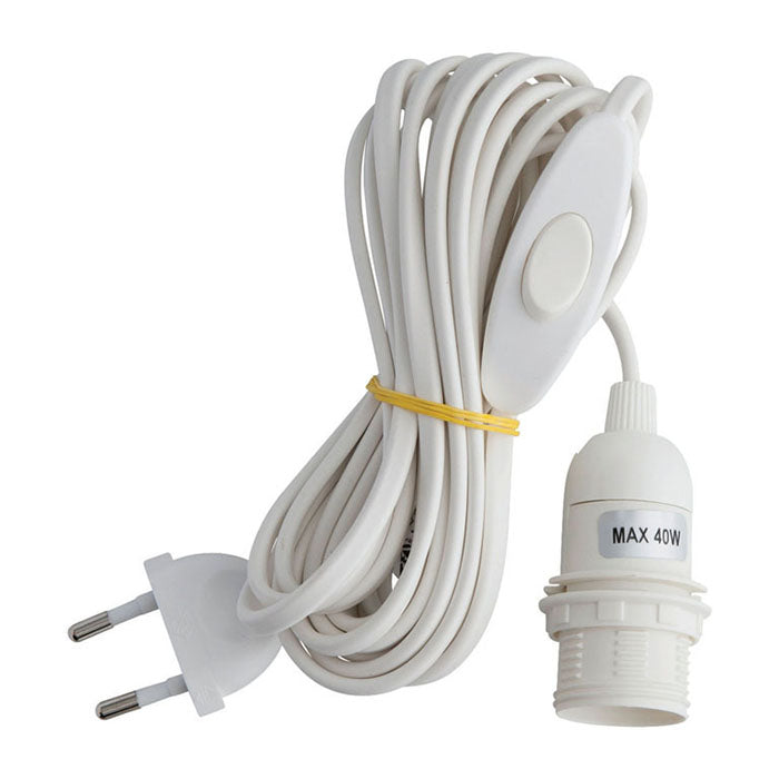 Weißes Elektrokabel E14 für Papiersterne