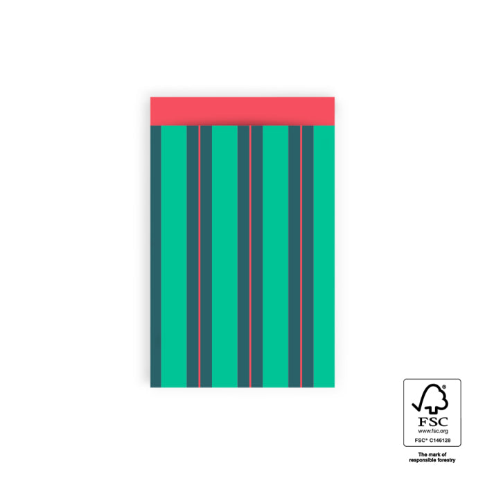 Geschenktüten - Stripe Chalk Green - Red - 12 x 19 cm