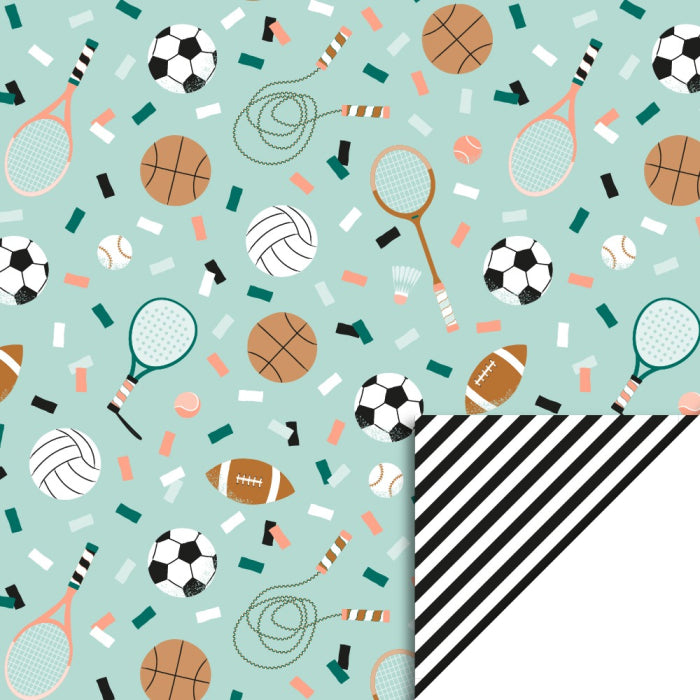 Geschenkpapier Sports Pistache - Stripe Black